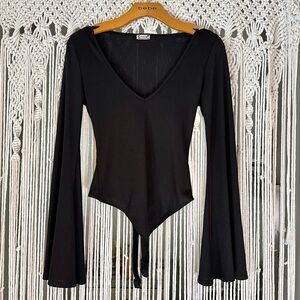 Free People Whimsygoth NEVER WORN ribbed bodysuit with bell sleeves